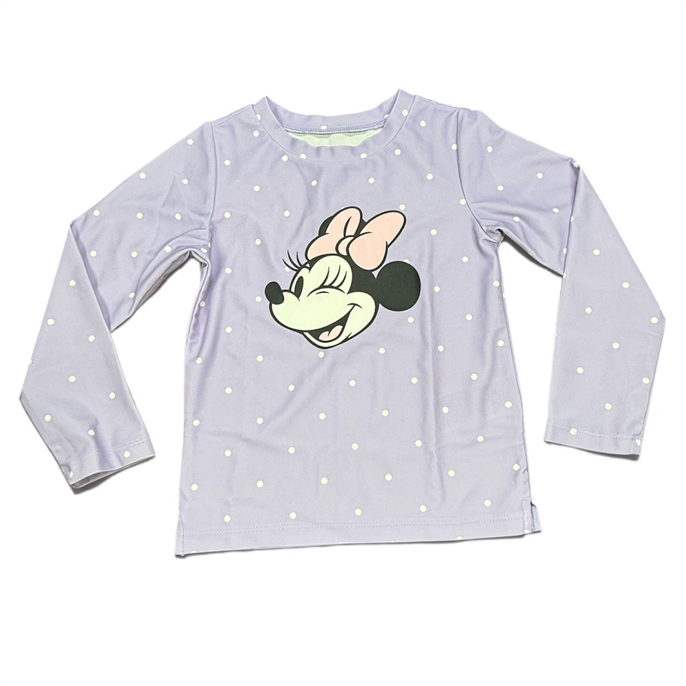 Disney Baby Gap Minnie Mouse Rash Guard Purple Polka Dot Swim Shirt Kids Size 4Y